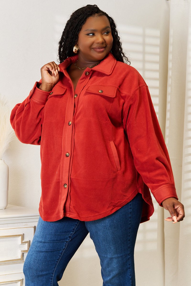 Heimish Cozy Girl Full Size Button Down Shacket - Outerwear