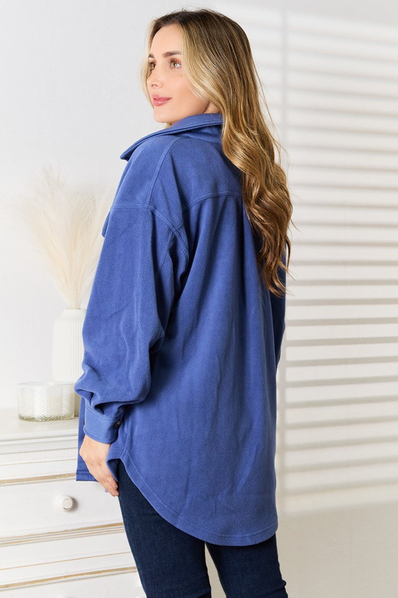 Heimish Cozy Girl Full Size Button Down Shacket - Outerwear