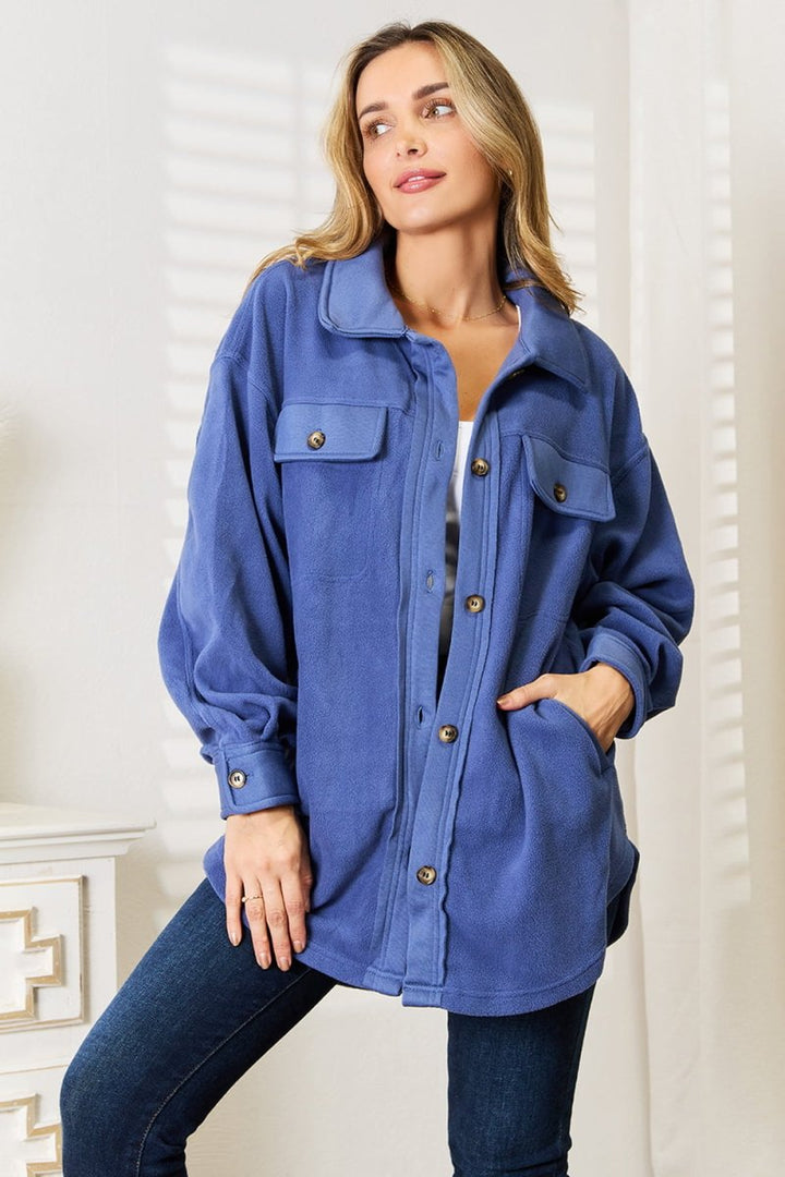 Heimish Cozy Girl Full Size Button Down Shacket - Outerwear