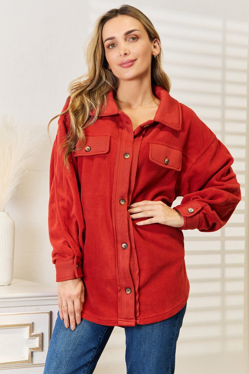 Heimish Cozy Girl Full Size Button Down Shacket - Outerwear