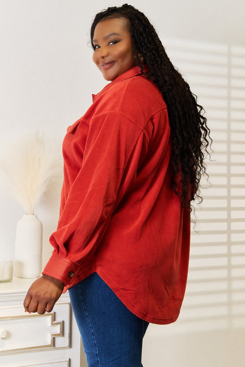 Heimish Cozy Girl Full Size Button Down Shacket - Outerwear