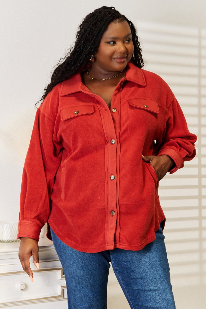 Heimish Cozy Girl Full Size Button Down Shacket - Outerwear
