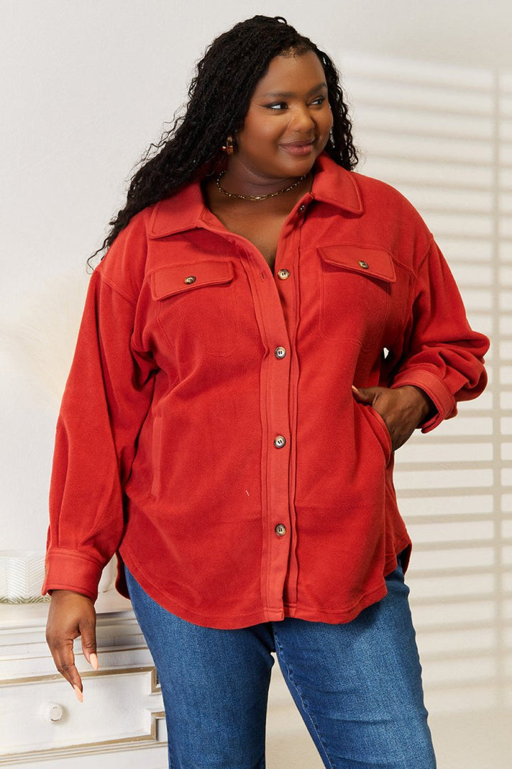 Heimish Cozy Girl Full Size Button Down Shacket - Outerwear
