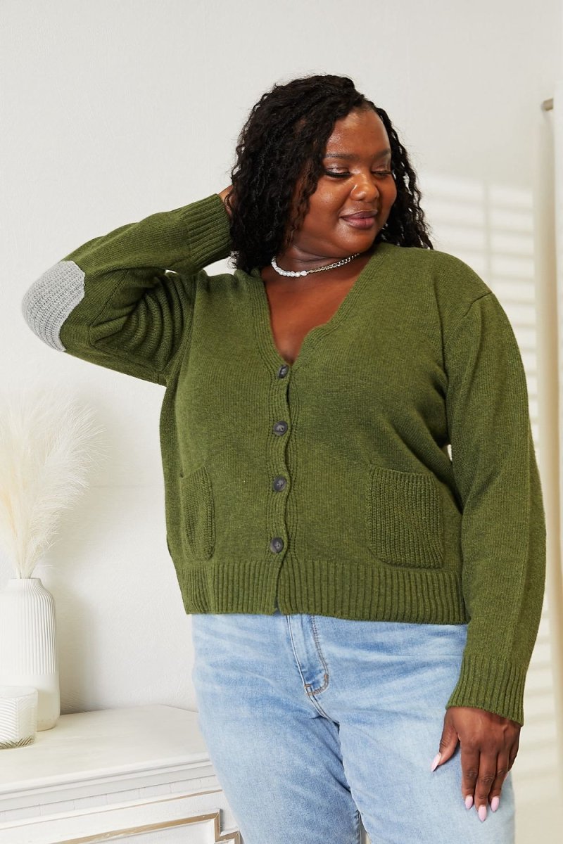 Heimish Full Size Long Sleeve V Neck Button Down Cardigan - Outerwear