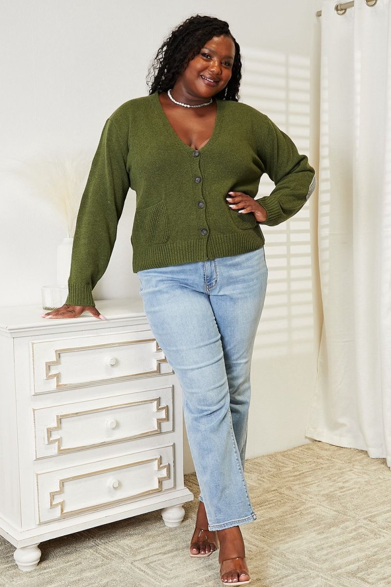 Heimish Full Size Long Sleeve V Neck Button Down Cardigan - Outerwear
