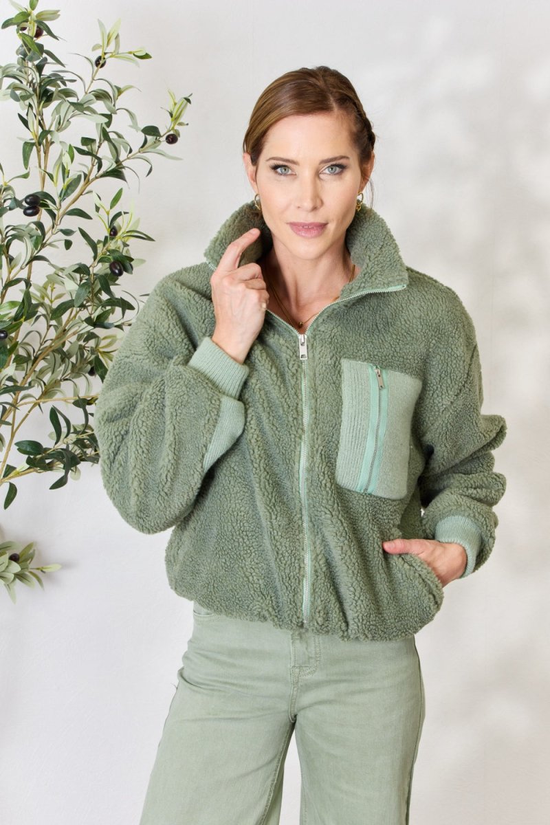 Heimish Full Size Zip Up Collared Neck Jacket - Outerwear