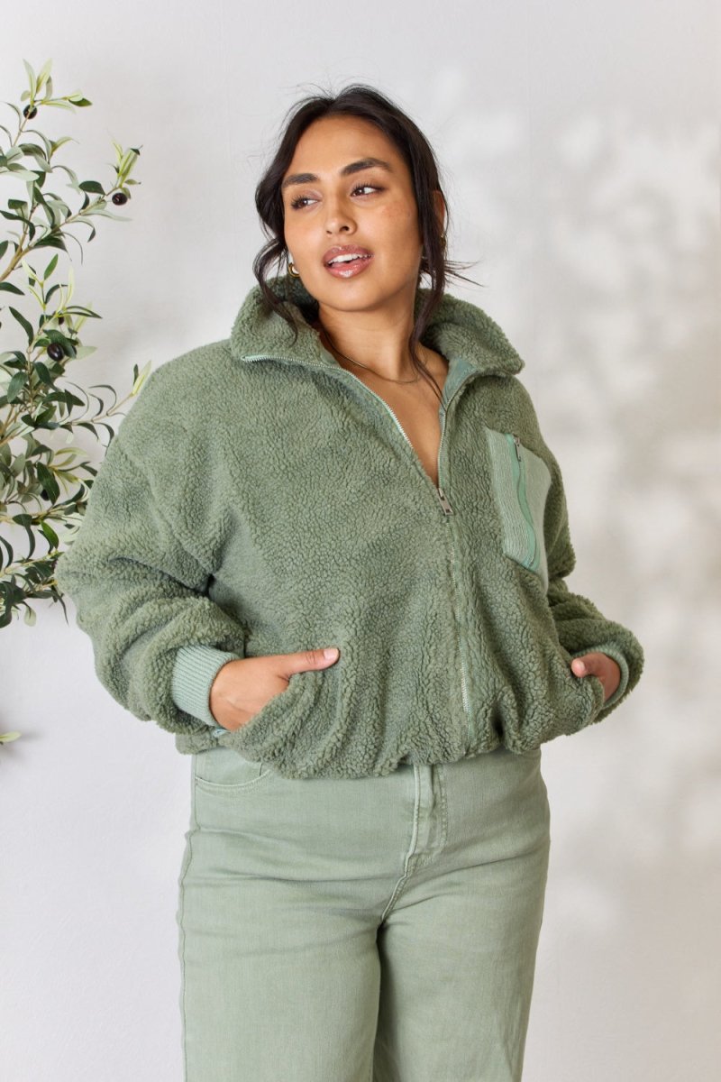 Heimish Full Size Zip Up Collared Neck Jacket - Outerwear