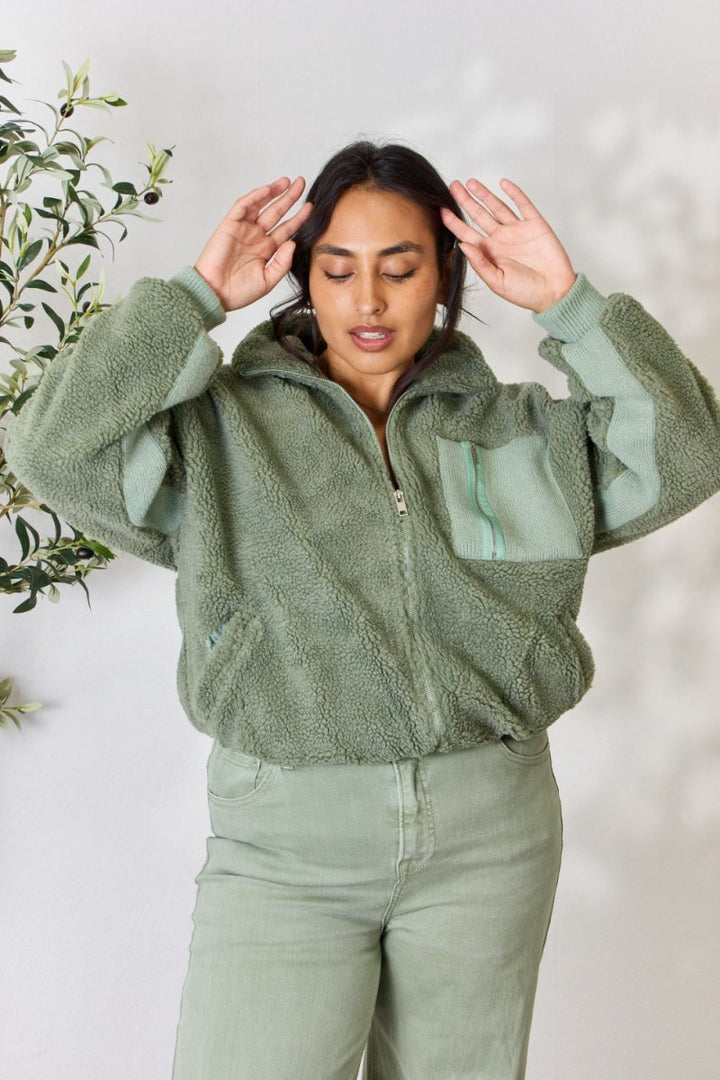 Heimish Full Size Zip Up Collared Neck Jacket - Outerwear