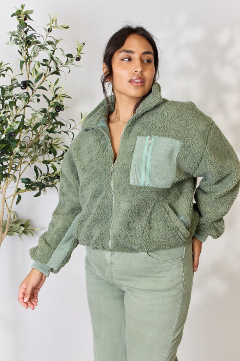 Heimish Full Size Zip Up Collared Neck Jacket - Outerwear