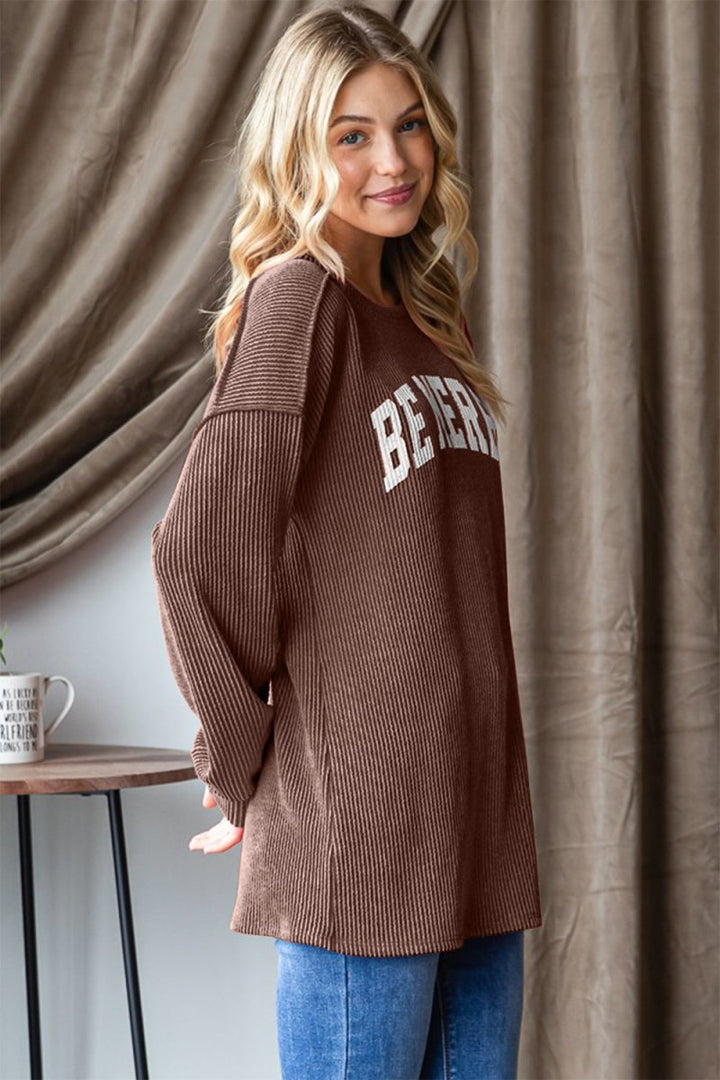Heimish Ribbed Exposed Seam Long Sleeve T-Shirt - Top