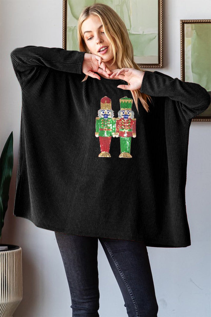 Heimish Sequin Nutcracker Long Sleeve Ribbed Top - Top