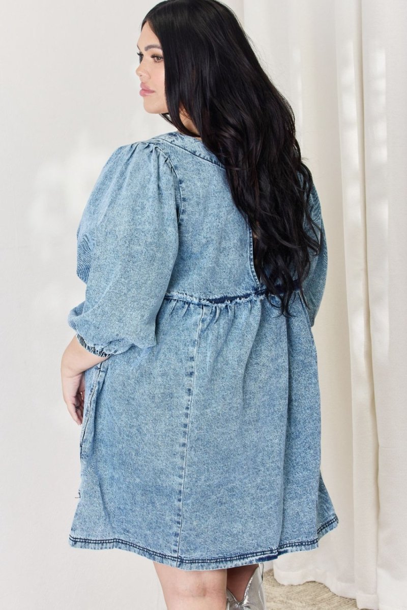 HEYSON Full Size Oversized Denim Babydoll Dress - Denim Dress