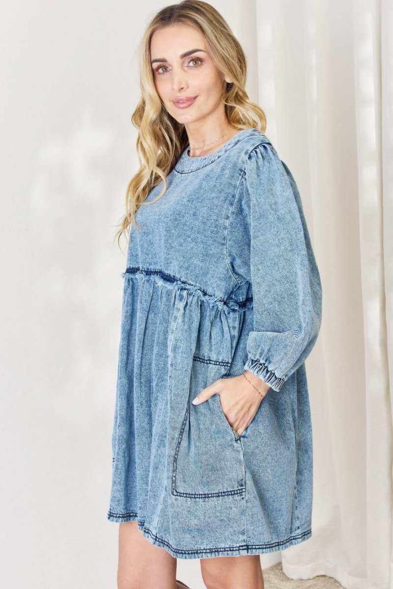 HEYSON Full Size Oversized Denim Babydoll Dress - Denim Dress