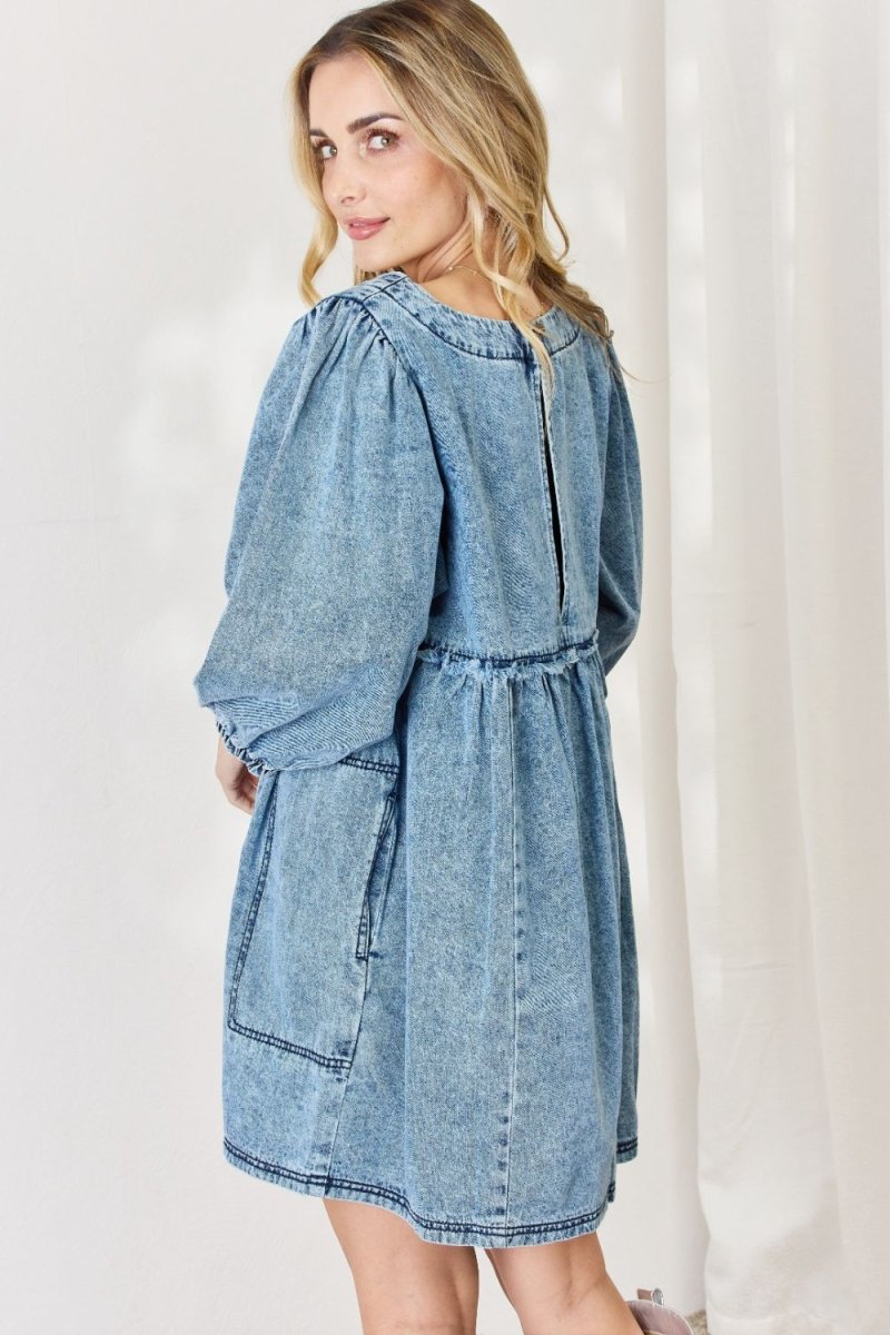 HEYSON Full Size Oversized Denim Babydoll Dress - Denim Dress