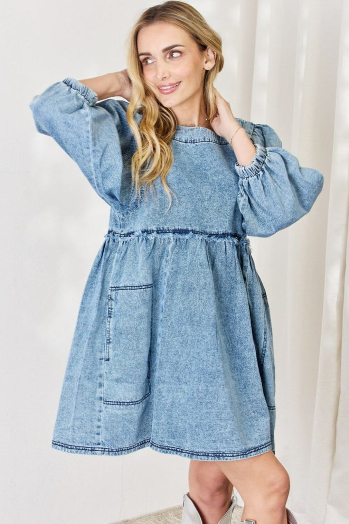 HEYSON Full Size Oversized Denim Babydoll Dress - Denim Dress