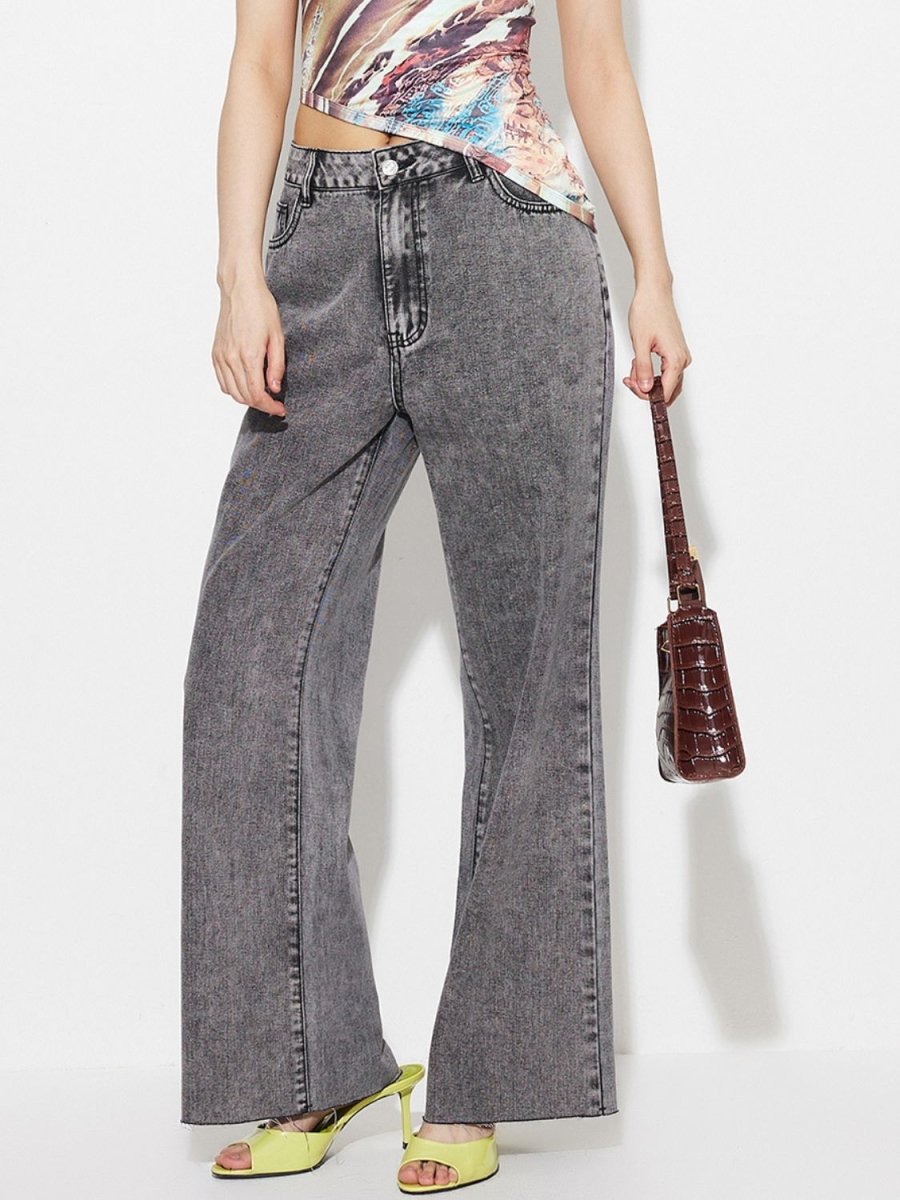 High Waist Bootcut Jeans with Pockets - Bottoms Sale