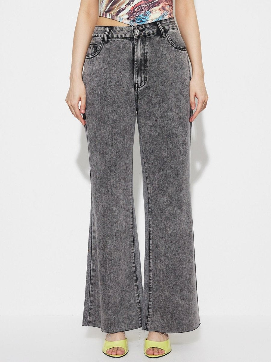 High Waist Bootcut Jeans with Pockets - Bottoms Sale