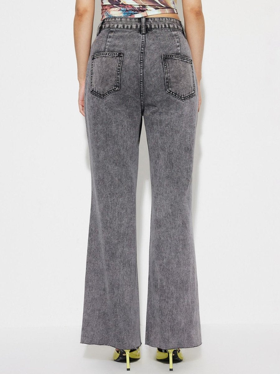 High Waist Bootcut Jeans with Pockets - Bottoms Sale