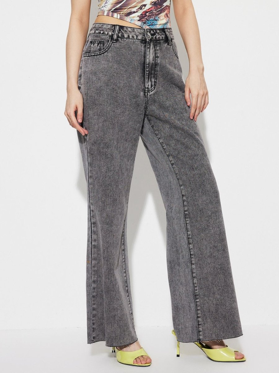High Waist Bootcut Jeans with Pockets - Bottoms Sale