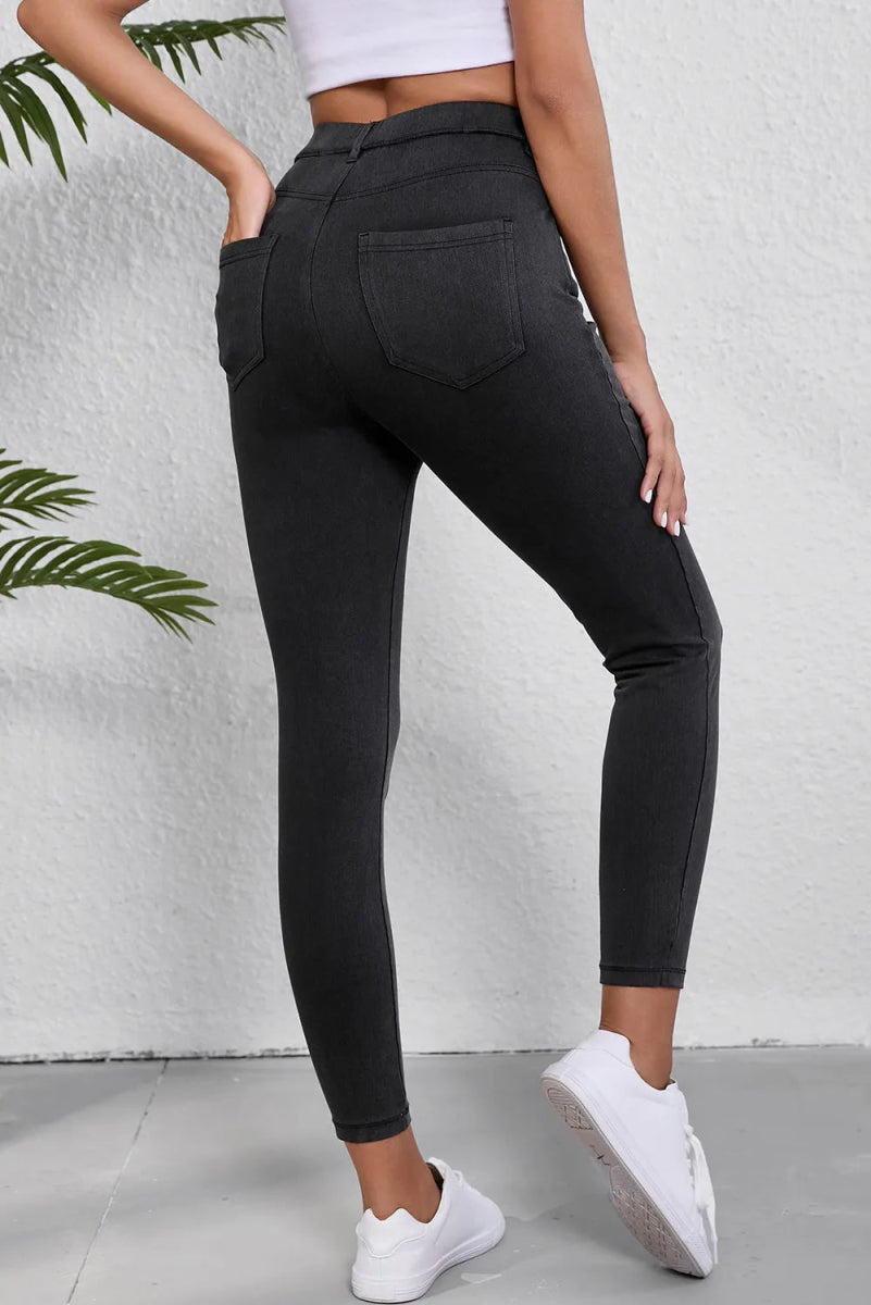 High Waist Jeans with Pockets - Bottoms Sale