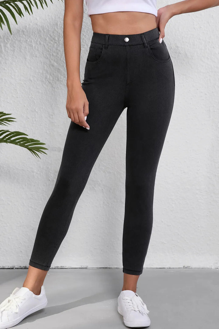 High Waist Jeans with Pockets - Bottoms Sale