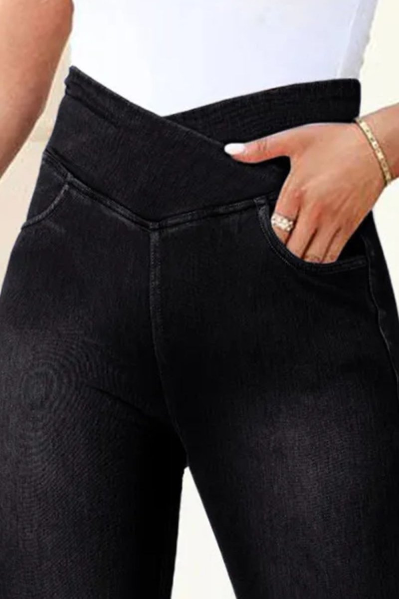 High Waist Jeans with Pockets - Bottoms