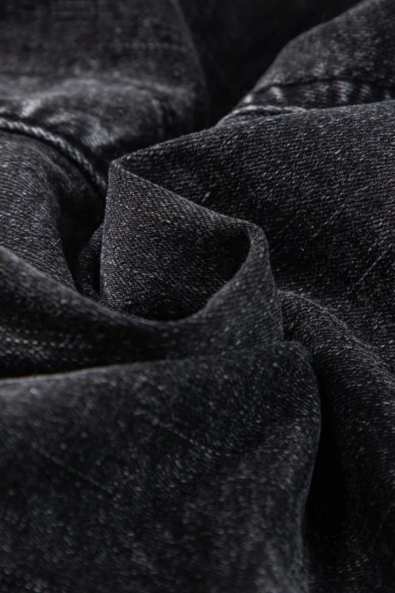 High Waist Raw Hem Denim Shorts - Bottoms