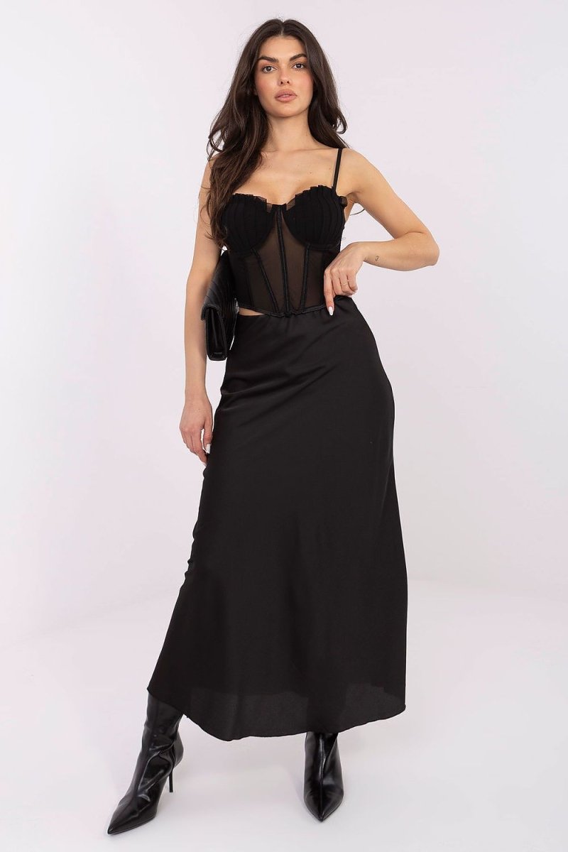 High Waist Satin Maxi Skirt - 