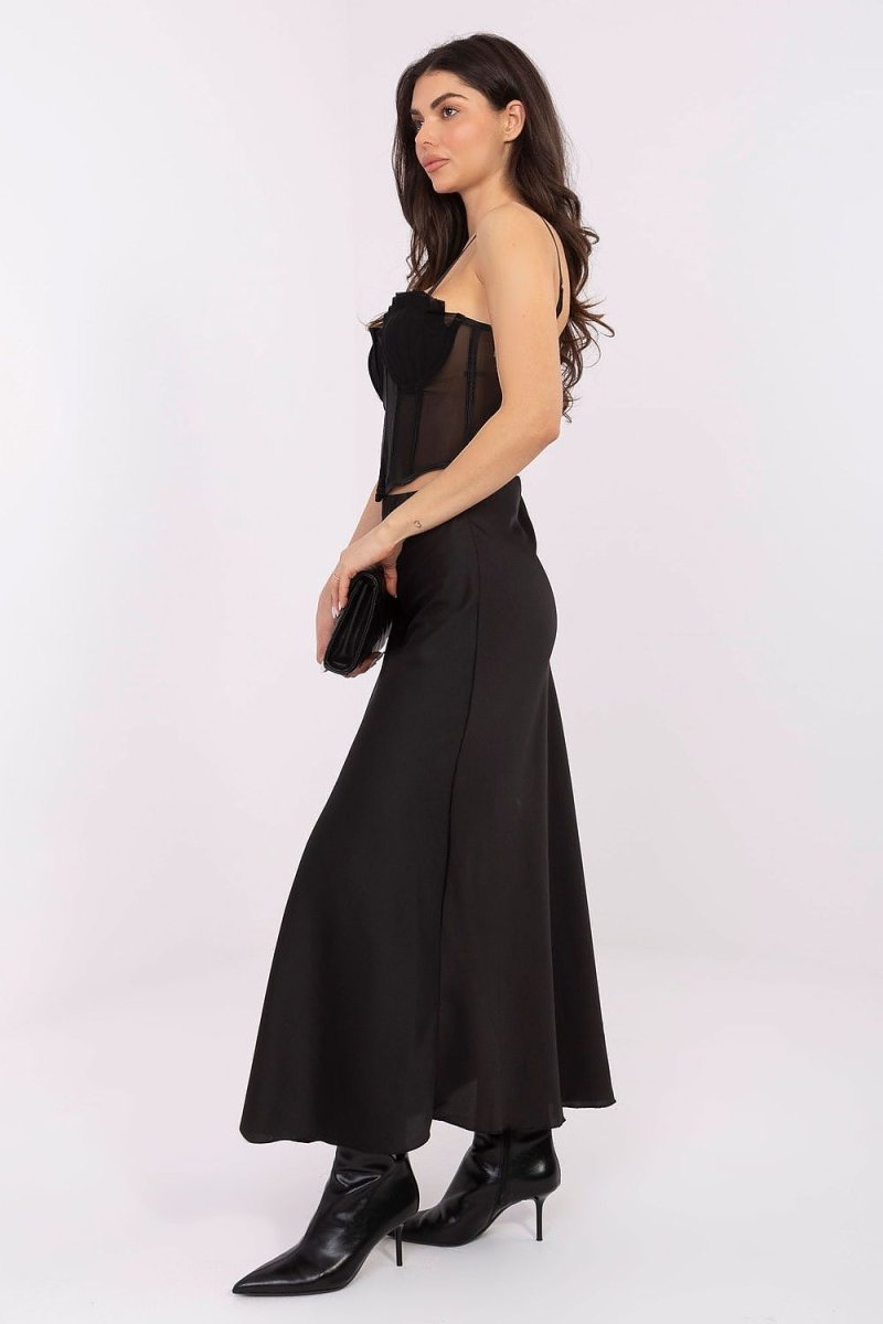 High Waist Satin Maxi Skirt - 