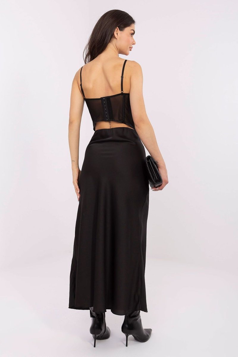 High Waist Satin Maxi Skirt - 