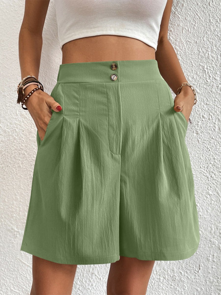 High Waist Shorts with Pockets - Bottoms