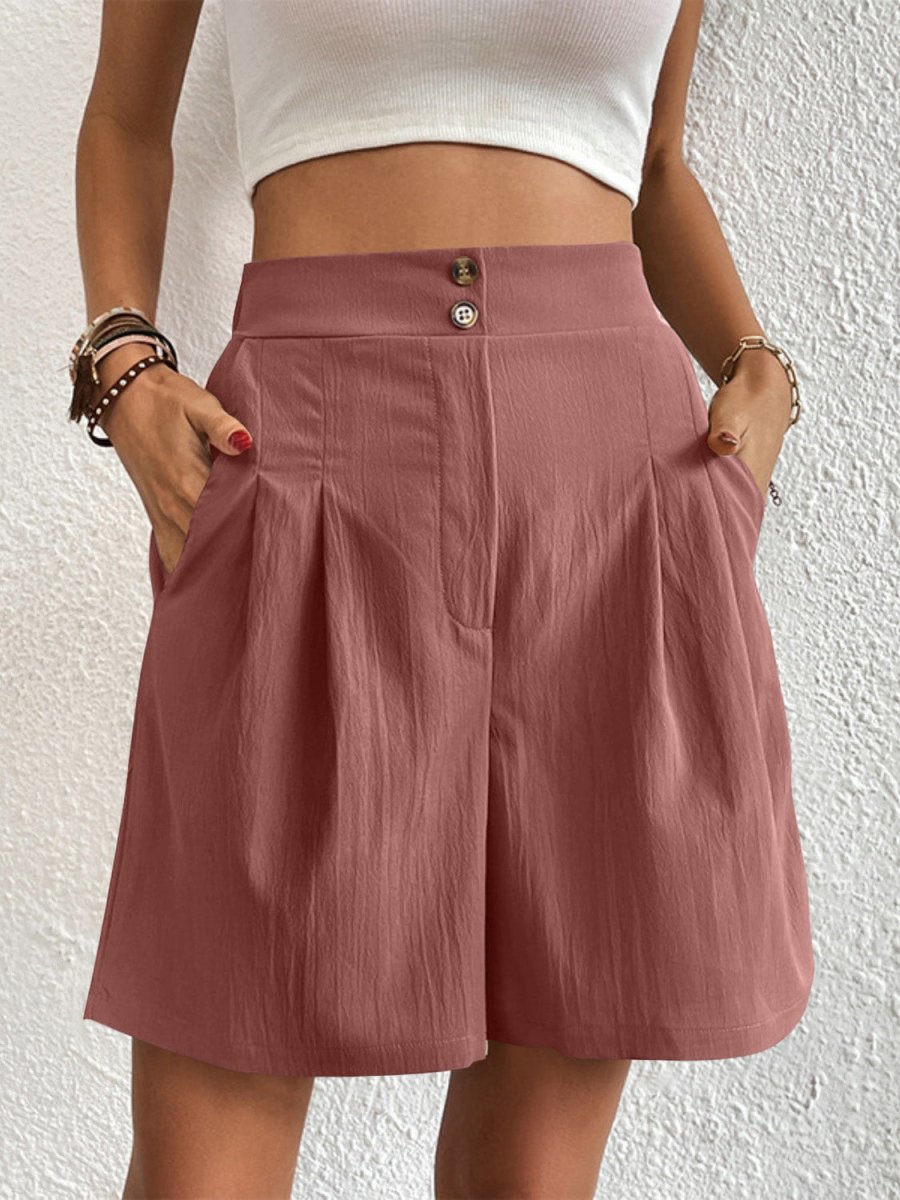 High Waist Shorts with Pockets - Bottoms