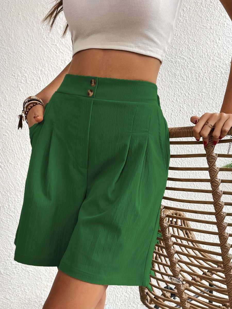 High Waist Shorts with Pockets - Bottoms