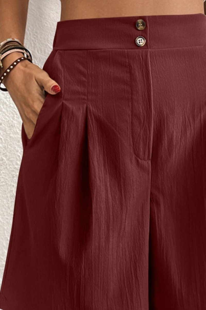 High Waist Shorts with Pockets - Bottoms