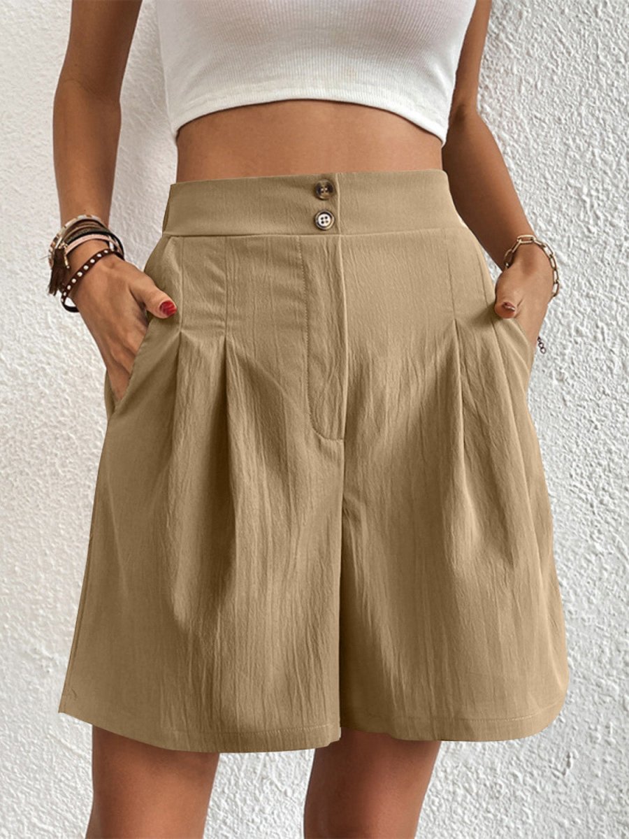 High Waist Shorts with Pockets - Bottoms