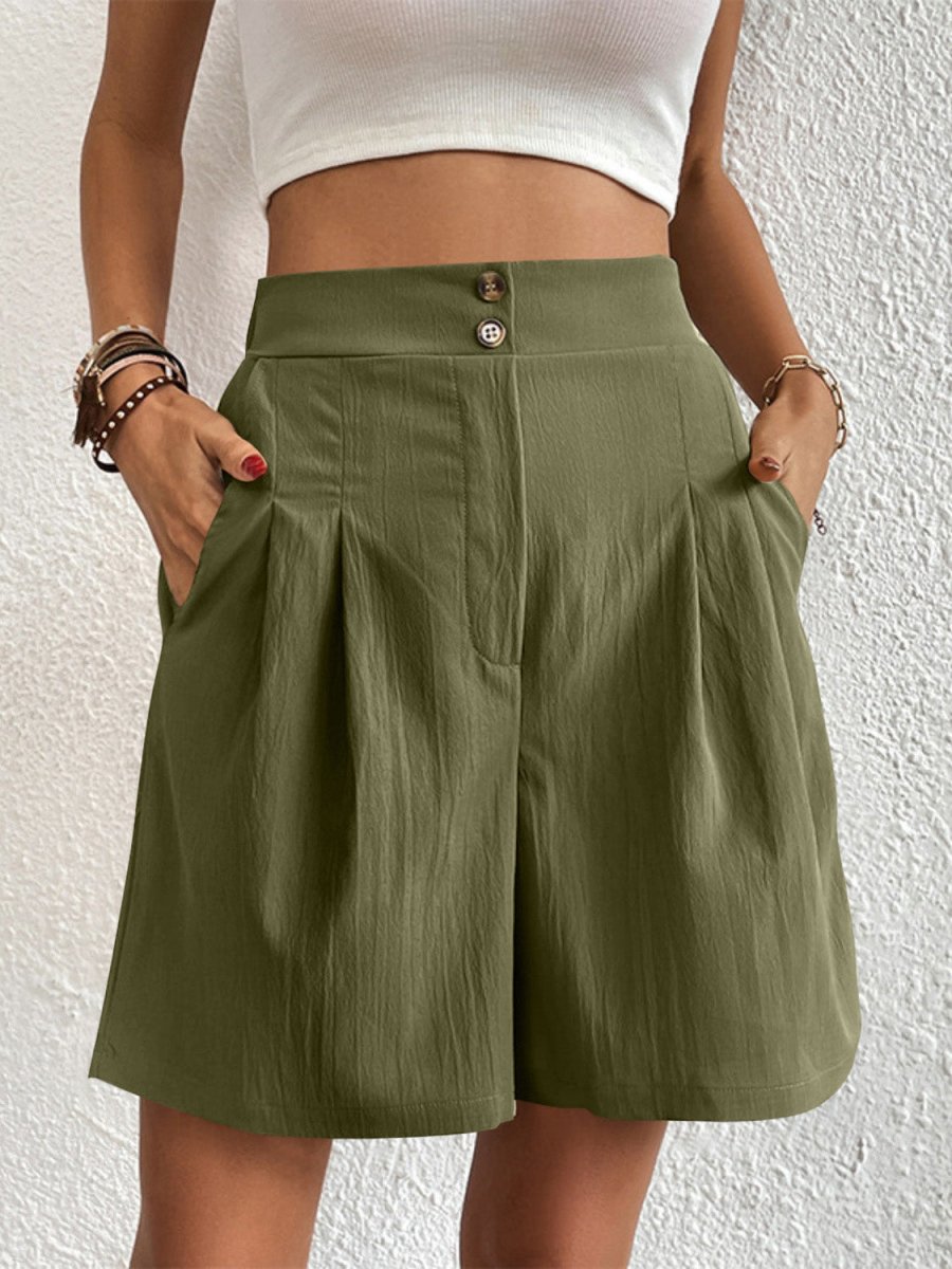 High Waist Shorts with Pockets - Bottoms