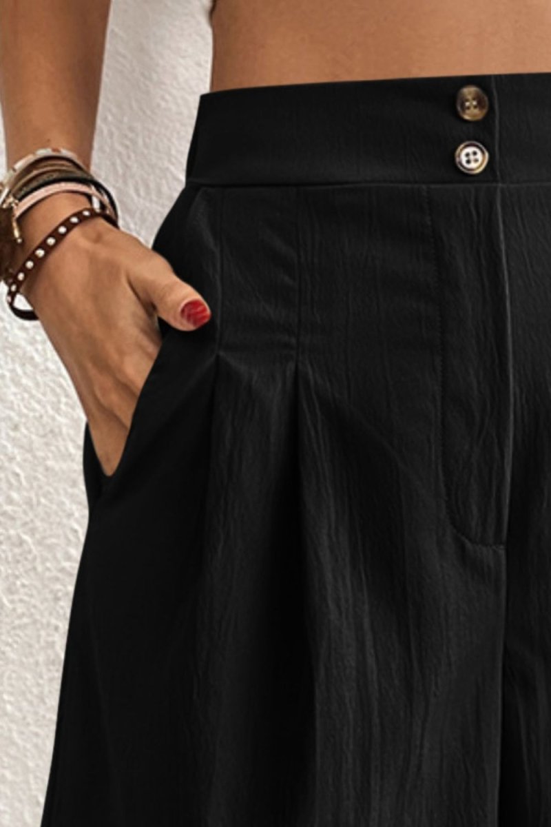 High Waist Shorts with Pockets - Bottoms
