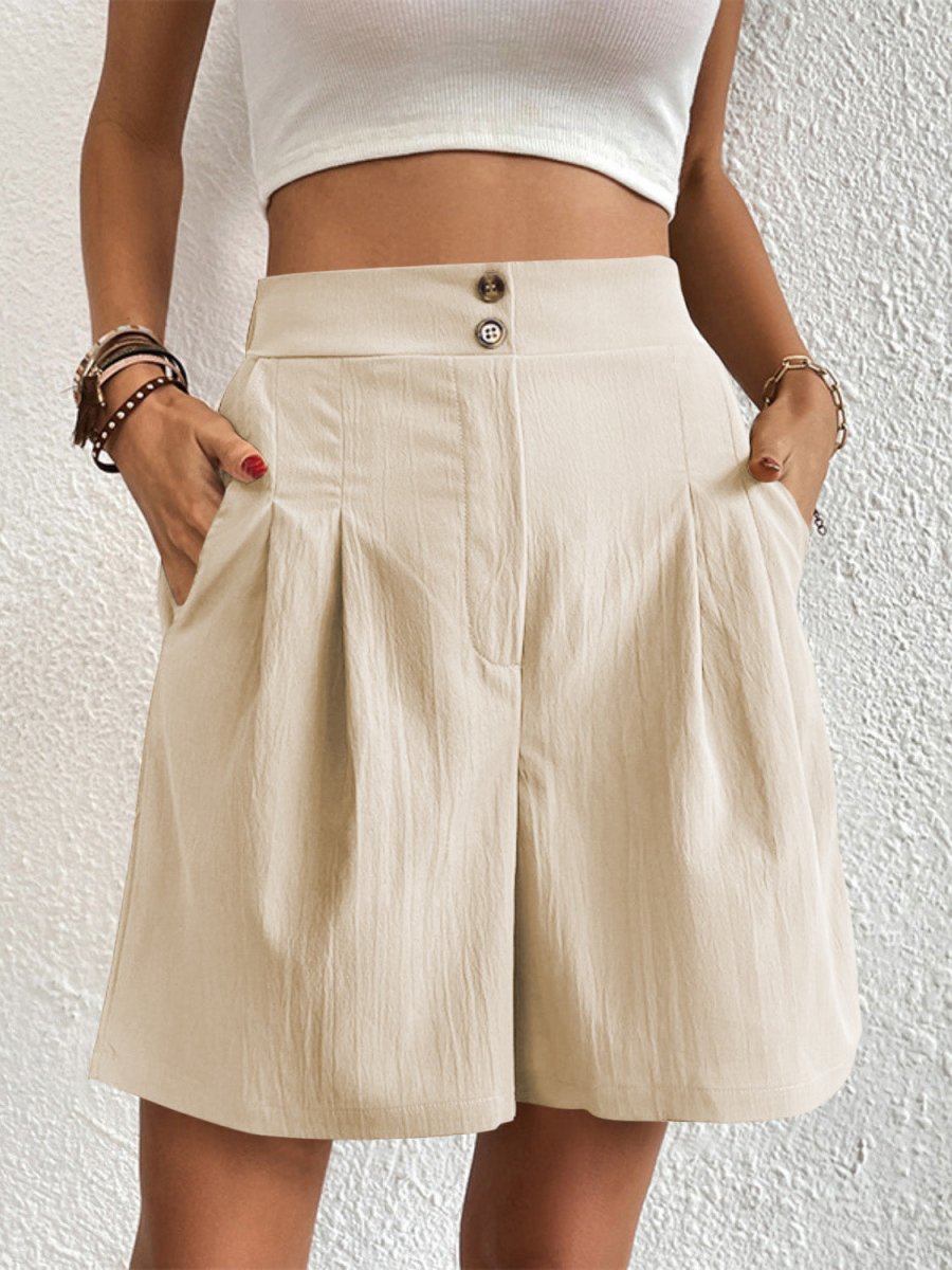 High Waist Shorts with Pockets - Bottoms