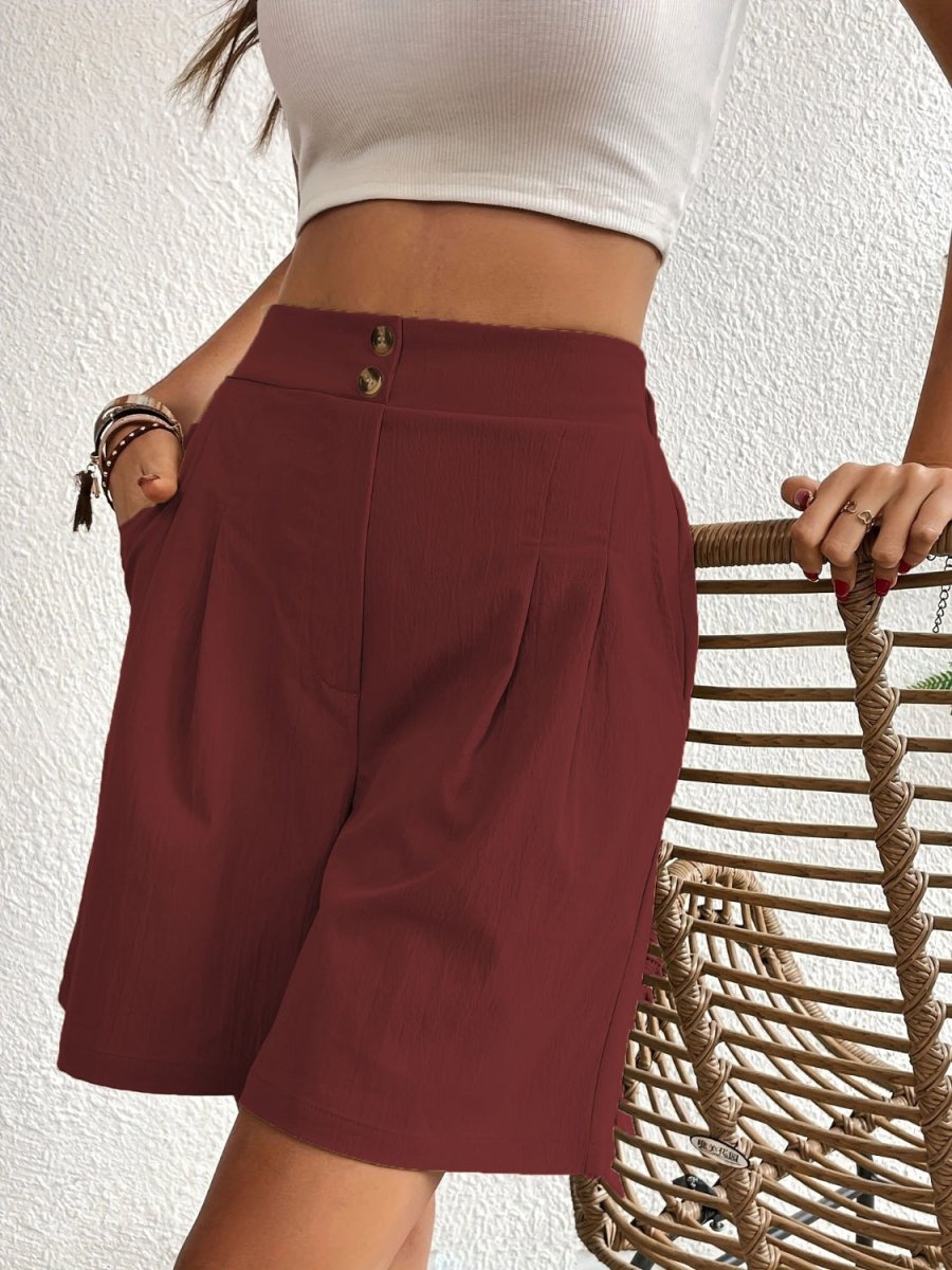 High Waist Shorts with Pockets - Bottoms