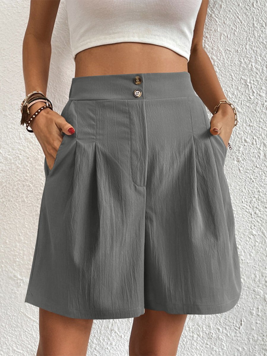High Waist Shorts with Pockets - Bottoms