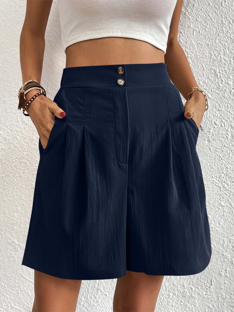 High Waist Shorts with Pockets - Bottoms