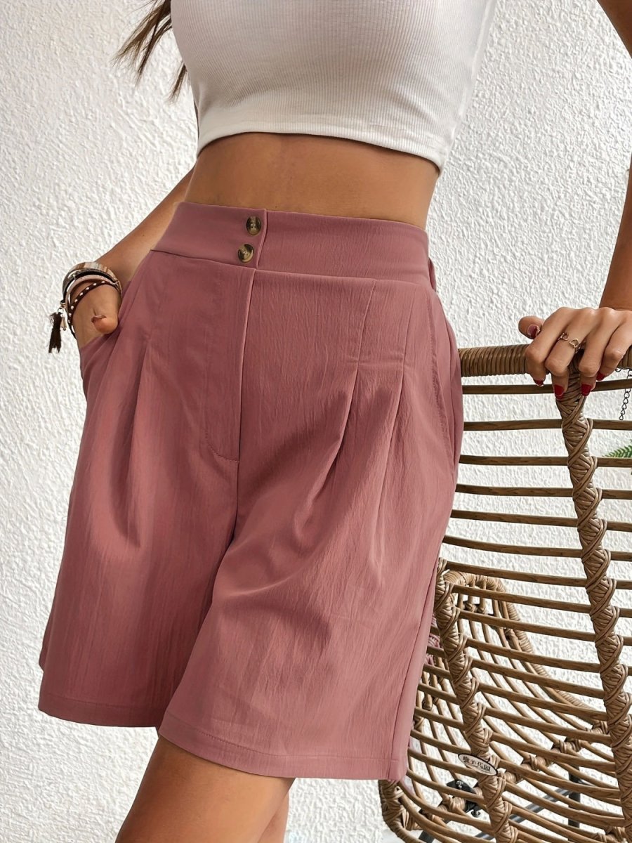 High Waist Shorts with Pockets - Bottoms