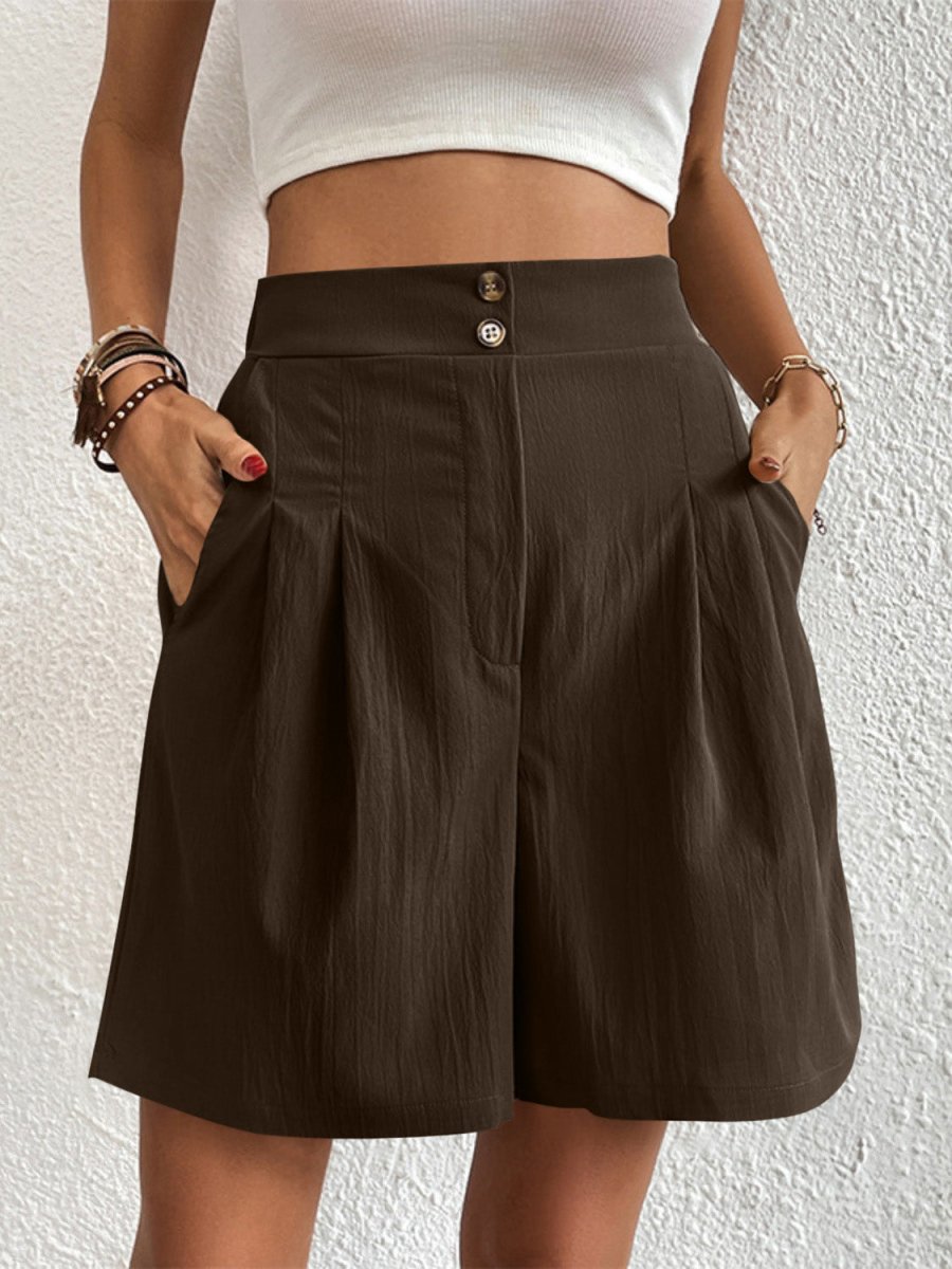 High Waist Shorts with Pockets - Bottoms