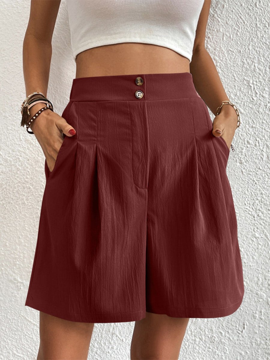 High Waist Shorts with Pockets - Bottoms