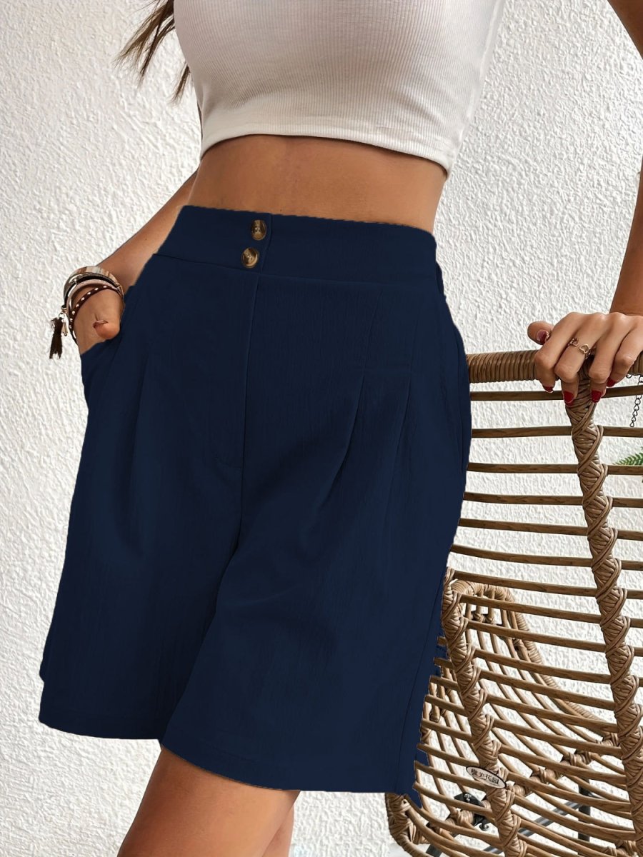 High Waist Shorts with Pockets - Bottoms