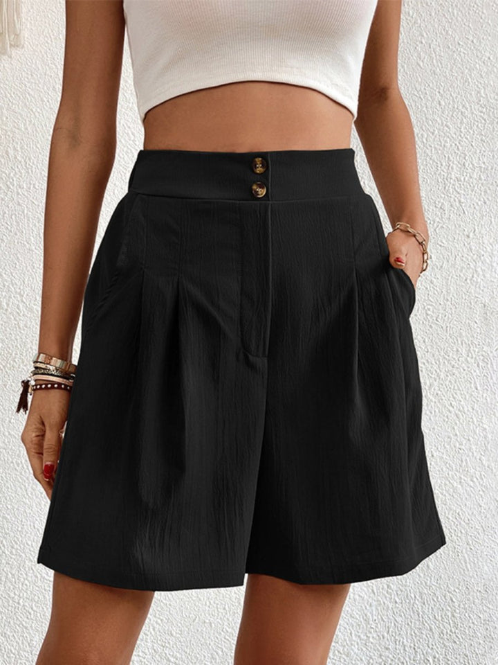 High Waist Shorts with Pockets - Bottoms