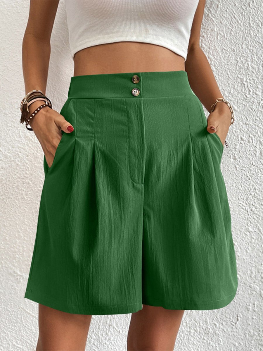 High Waist Shorts with Pockets - Bottoms