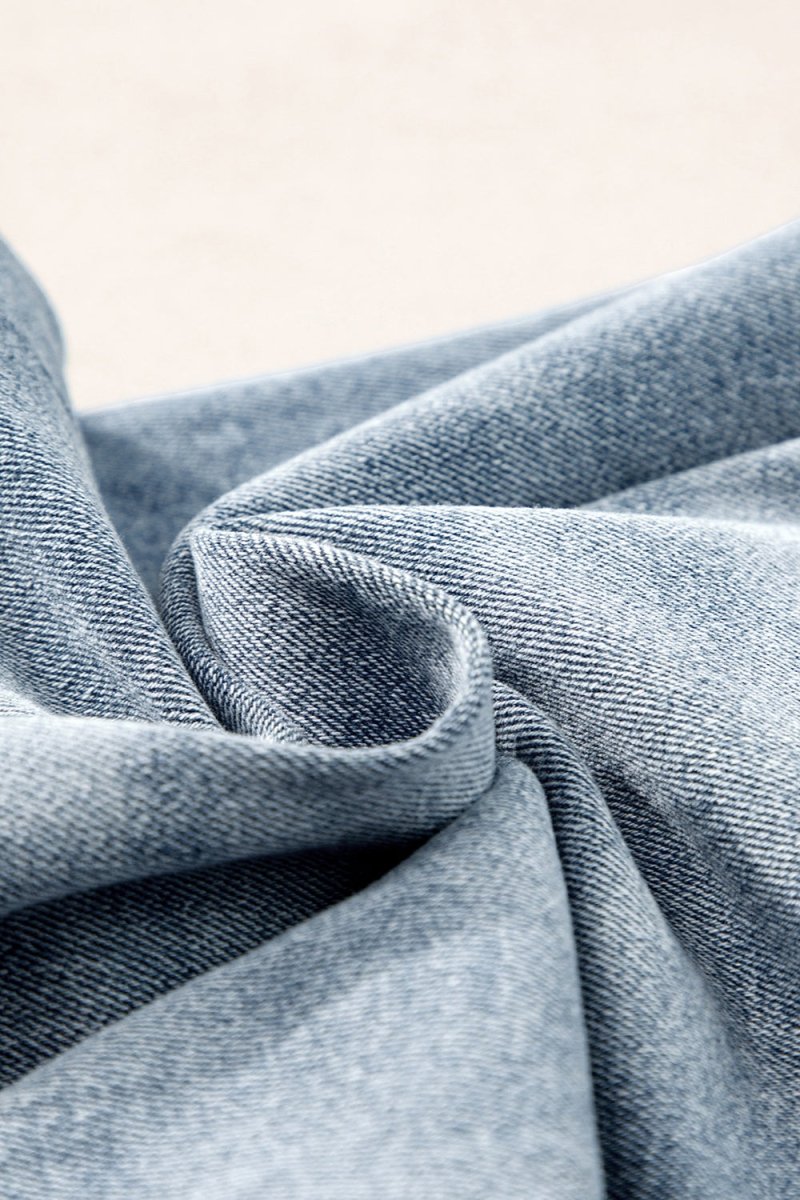 High Waist Straight Jeans with Pockets - Bottoms