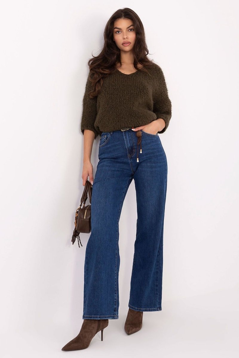 High Waist Straight Leg Jeans - 