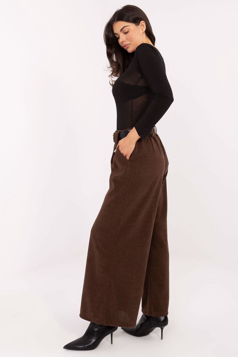 High Waist Wide Leg Corduroy Trousers - 